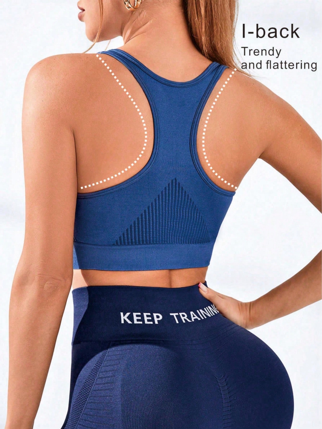 Seamless Ribbed Workout Tank Top - Damski sportowy biustonosz typu racerback, bezszwowy,
