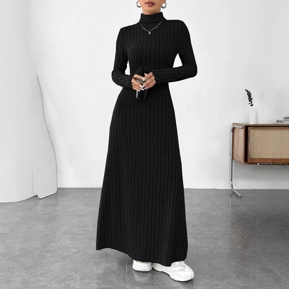 Elegancka jesienna sukienka z  – Bodycon Long Sleeve Ribbed Dress recenzja i cena