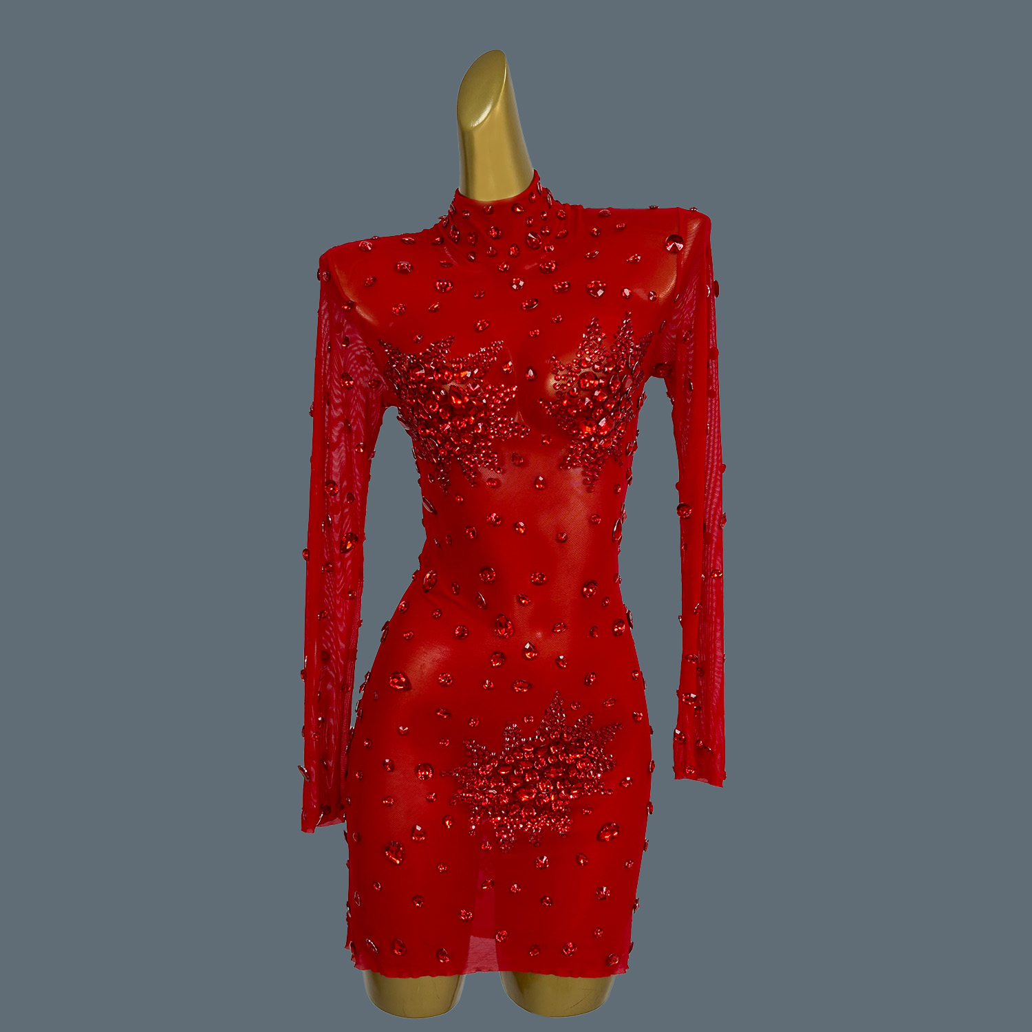 Luksusowe seksowne czerwone cy – Sparkly Rhinestone Club Party Dress recenzja i cena