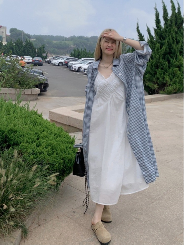 Elegancki zestaw plus size w s – Korean Style A Line Shirt Dress recenzja i cena