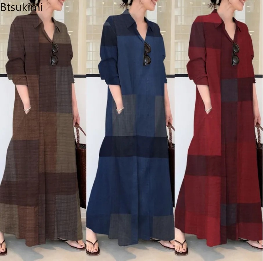 Modna Nowa Sukienka Koszulowa  – Casual Loose Linen Shirt Dress recenzja i cena