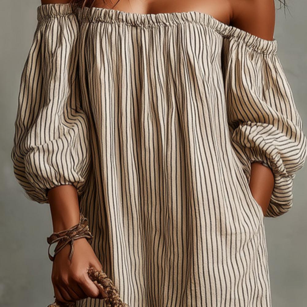 Sukienka maxi damska na wiosnę – Off Shoulder Puff Sleeve Sundress recenzja i cena