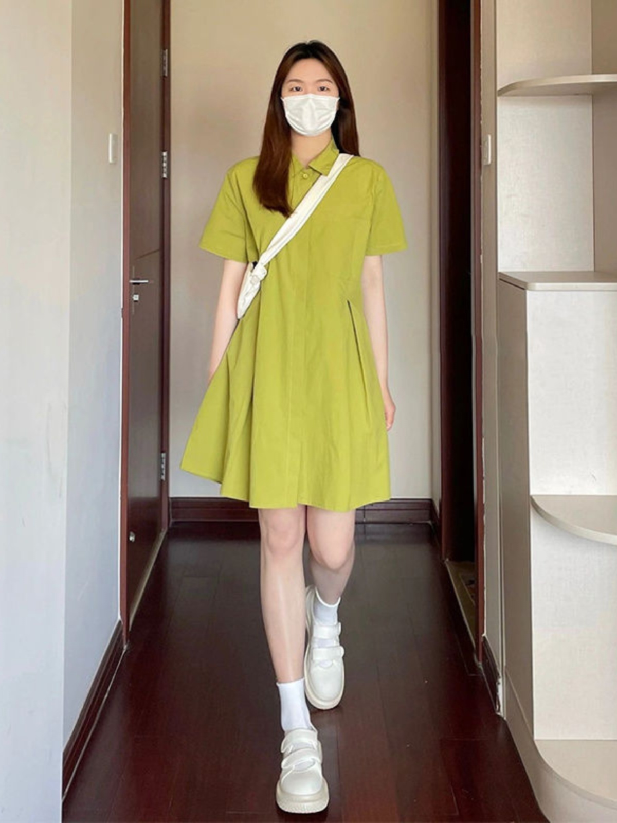 Sukienka z kołnierzykiem plus  – Korean Style A Line Shirt Dress recenzja i cena