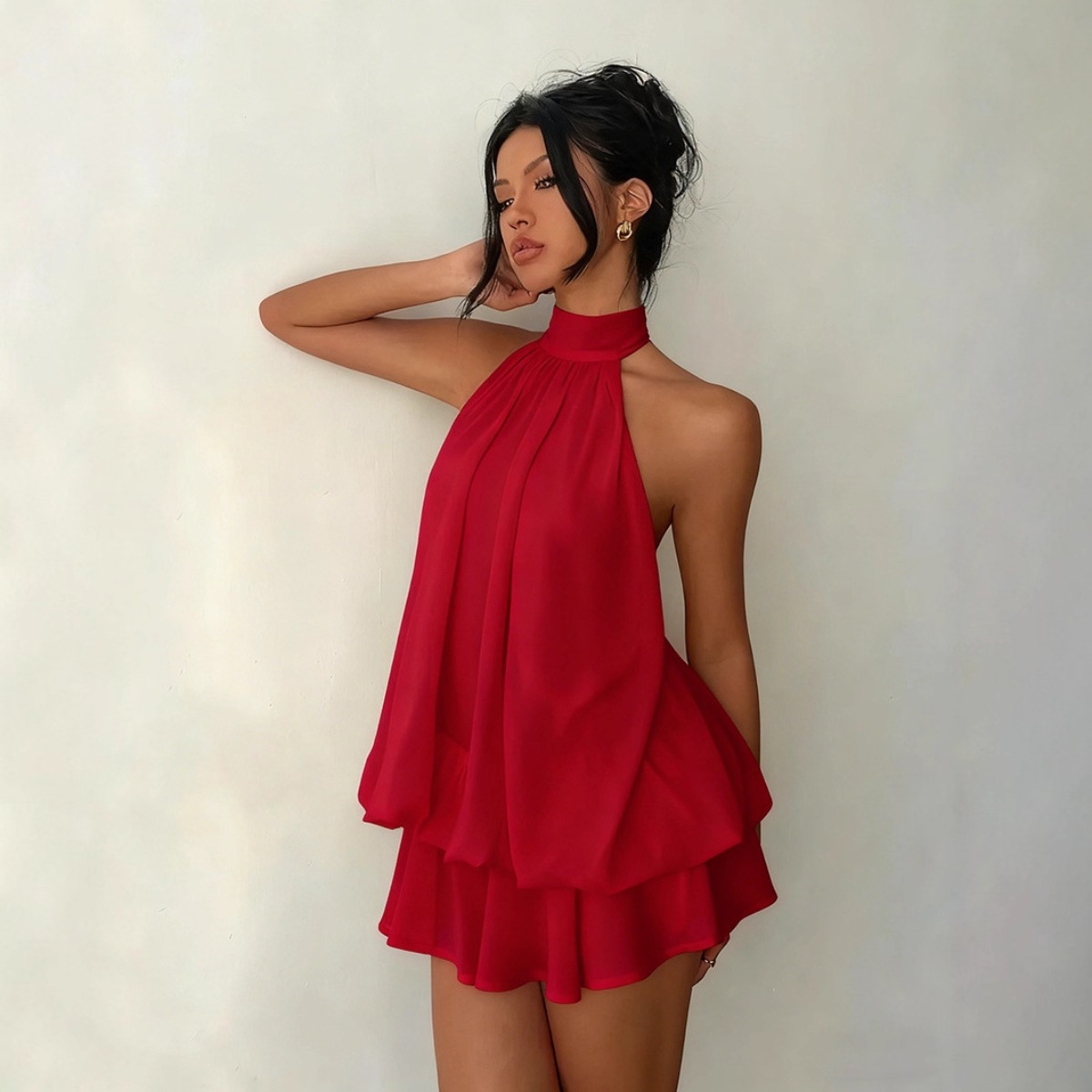 Sukienka damska z dekoltem typ – Y2K Backless Halter Mini Dress recenzja i cena