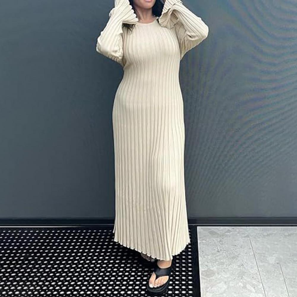 Sukienka z dzianiny prążkowane – Bodycon Long Sleeve Ribbed Dress recenzja i cena