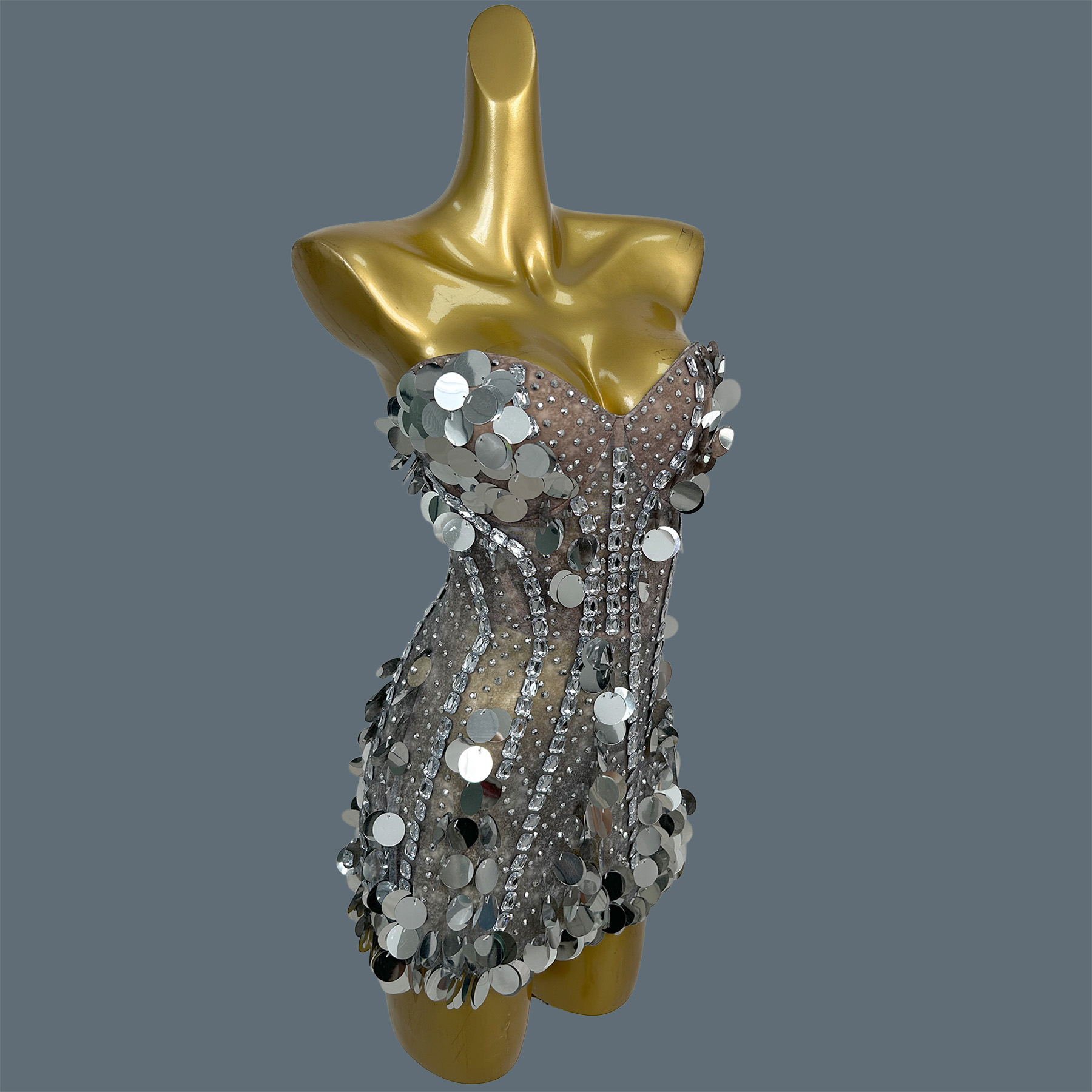 Damska sukienka mini bez ramią – Sparkly Rhinestone Club Party Dress recenzja i cena