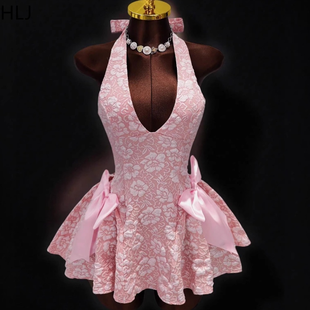 Sukienki HLJ Y2K Sexy Jacquard – Y2K Backless Halter Mini Dress recenzja i cena