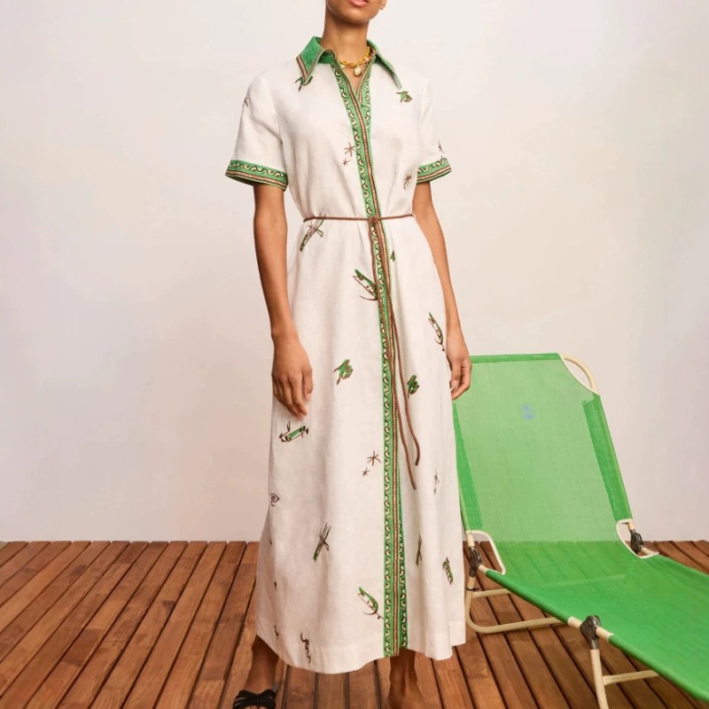 2026 Jesień Nowa Oryginalna Da – Casual Loose Linen Shirt Dress recenzja i cena