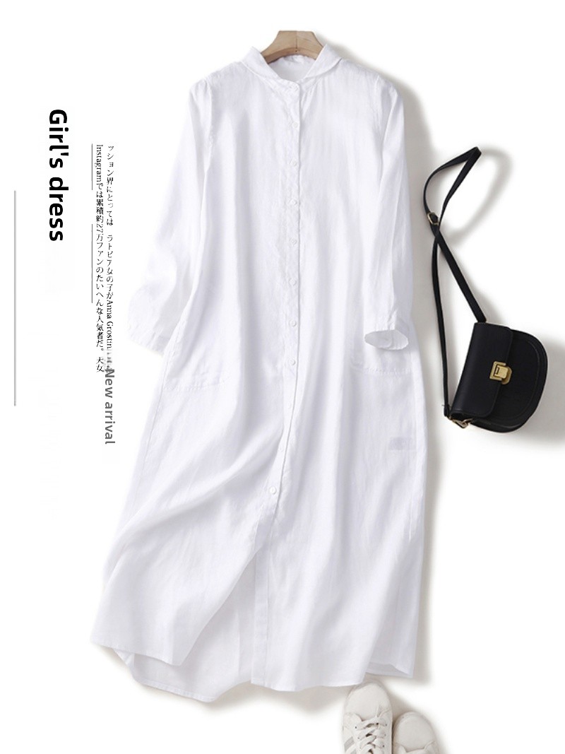 Sukienka koszulowa damska midi – Casual Loose Linen Shirt Dress recenzja i cena